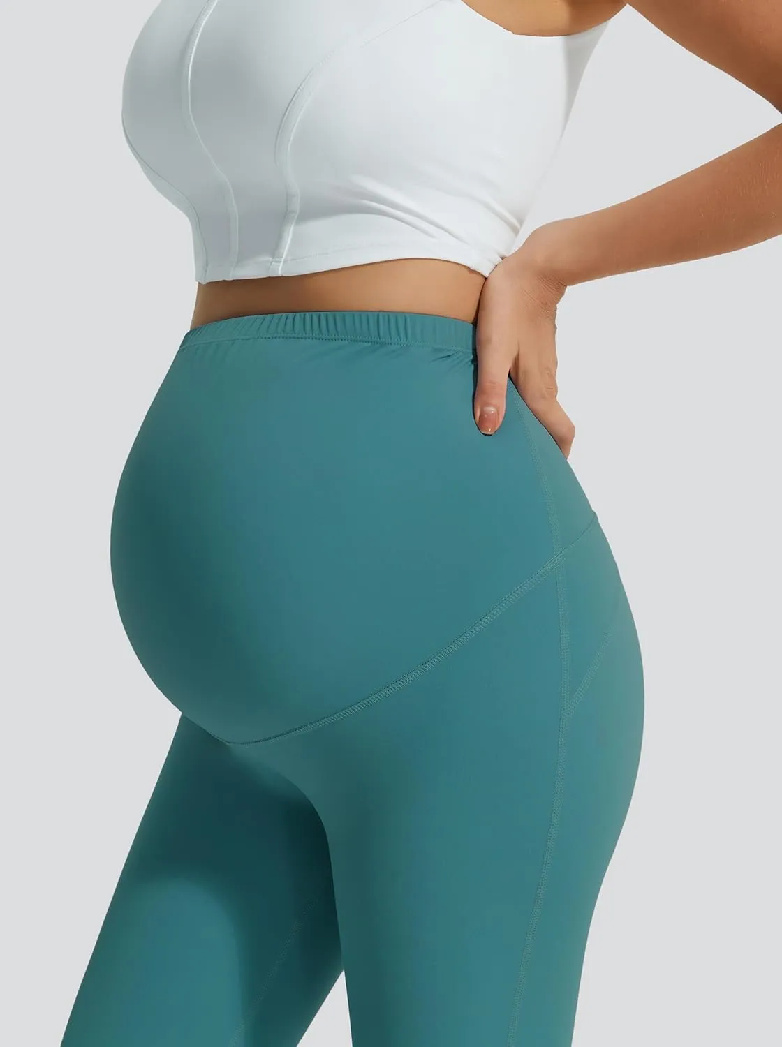 JOYSPELS Smooth Feeling Maternity Leggings Over The Belly with Pockets Workout Pregnancy Leggings