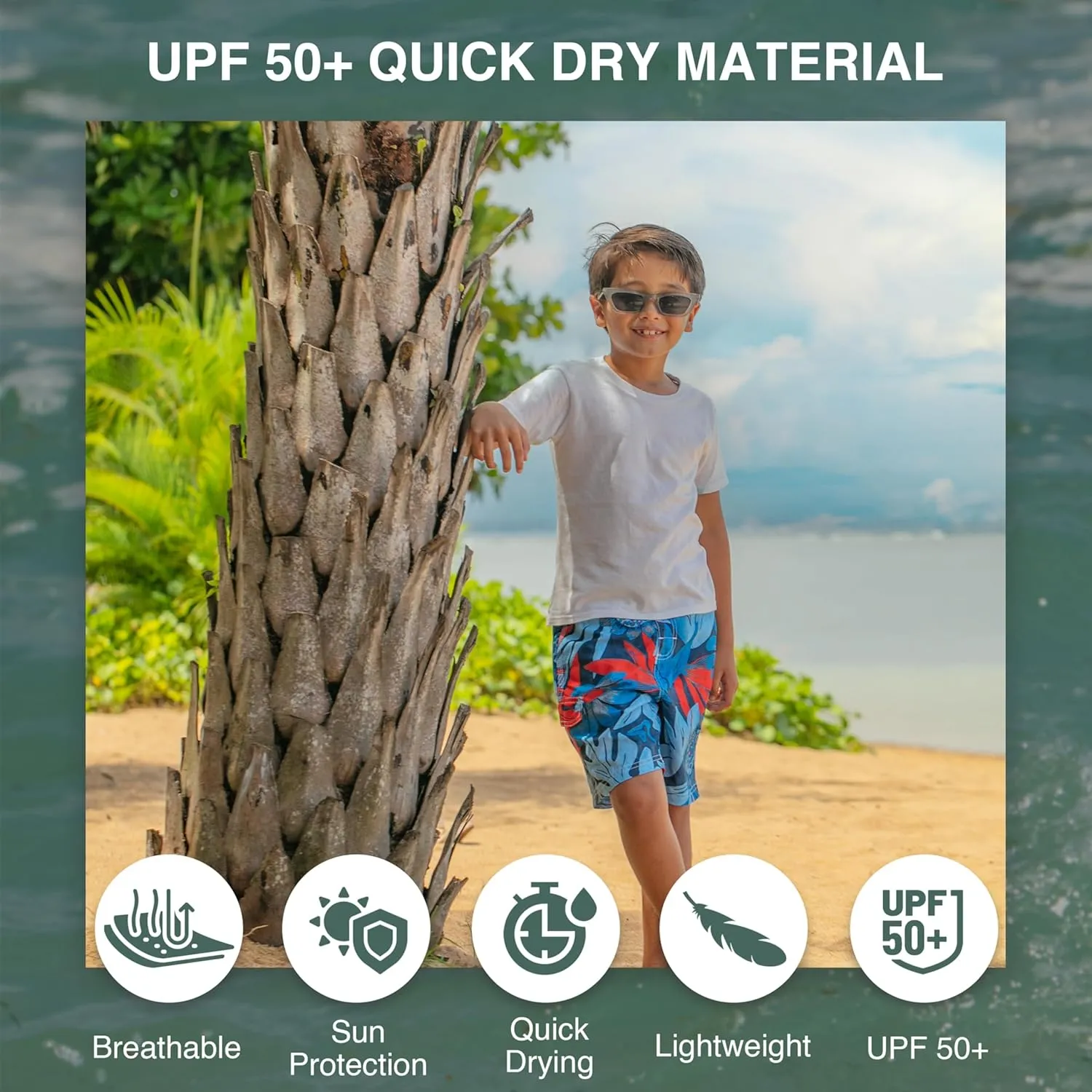 Kanu Surf Boys' Reflection Quick Dry UPF 50  Beach Swim Trunk