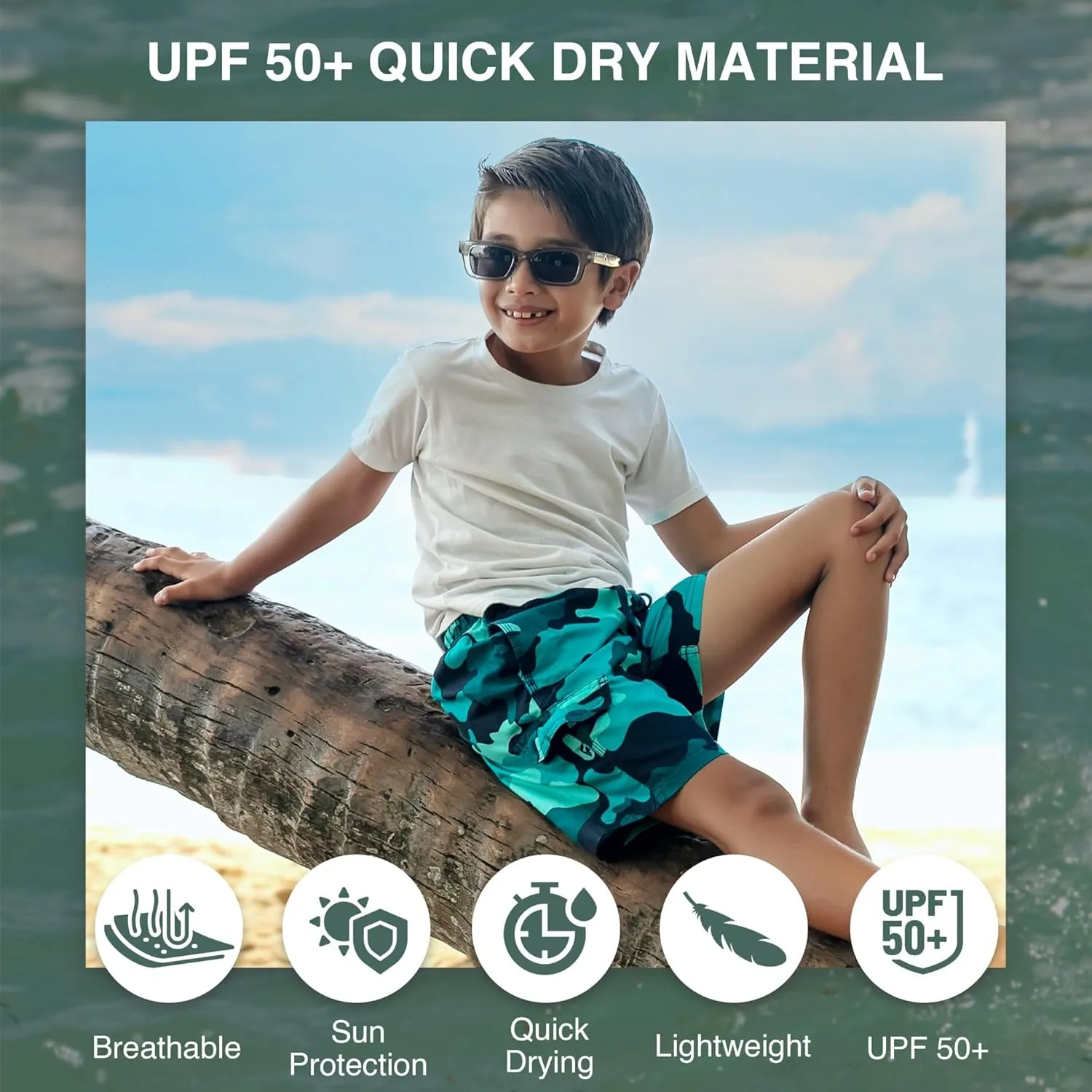 Kanu Surf Boys' Specter Quick Dry UPF 50  Beach Swim Trunk