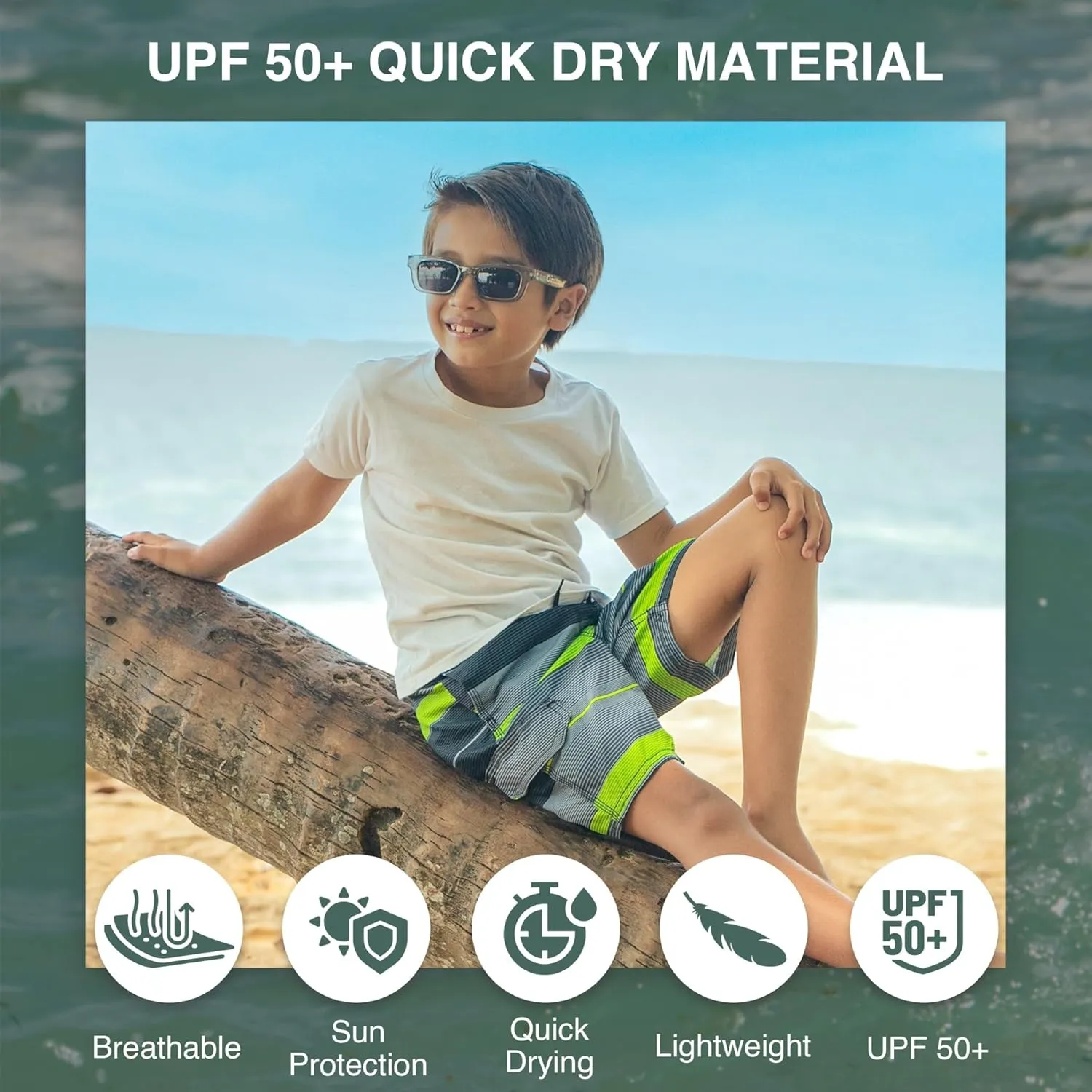 Kanu Surf Boys' Specter Quick Dry UPF 50  Beach Swim Trunk