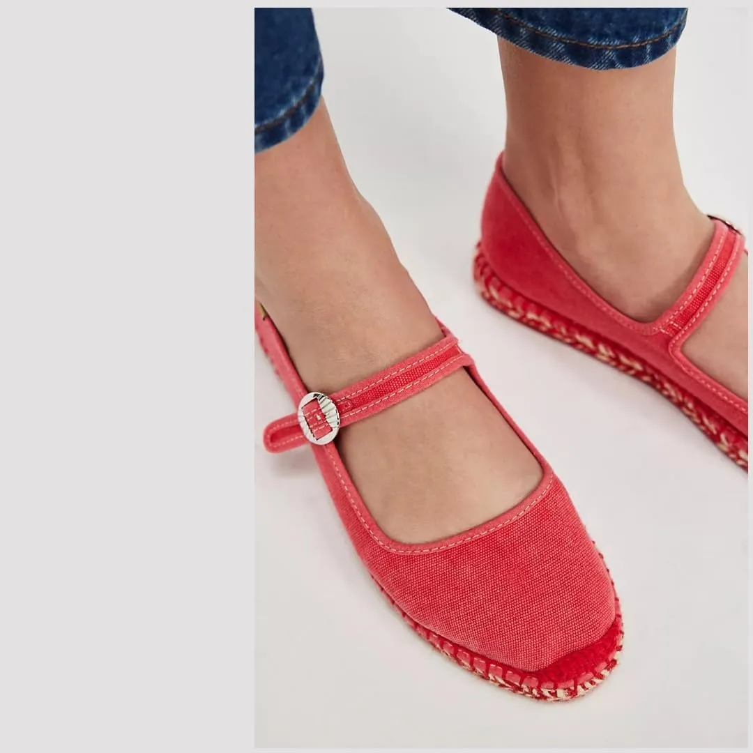 keleimusi Mary Jane Espadrilles for Women Woven Ballet Flats Washed Platform Espadrilles Outsole Shoes Canvas Summer Flats