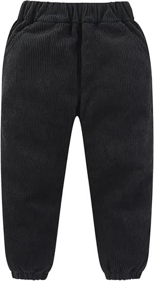 Kids Boys Girls Corduroy Pants Pull on Joggers Baggy Sweatpants Solid Elastic Waist Trousers Loung School Pants