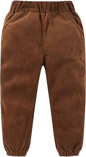 Kids Boys Girls Corduroy Pants Pull on Joggers Baggy Sweatpants Solid Elastic Waist Trousers Loung School Pants