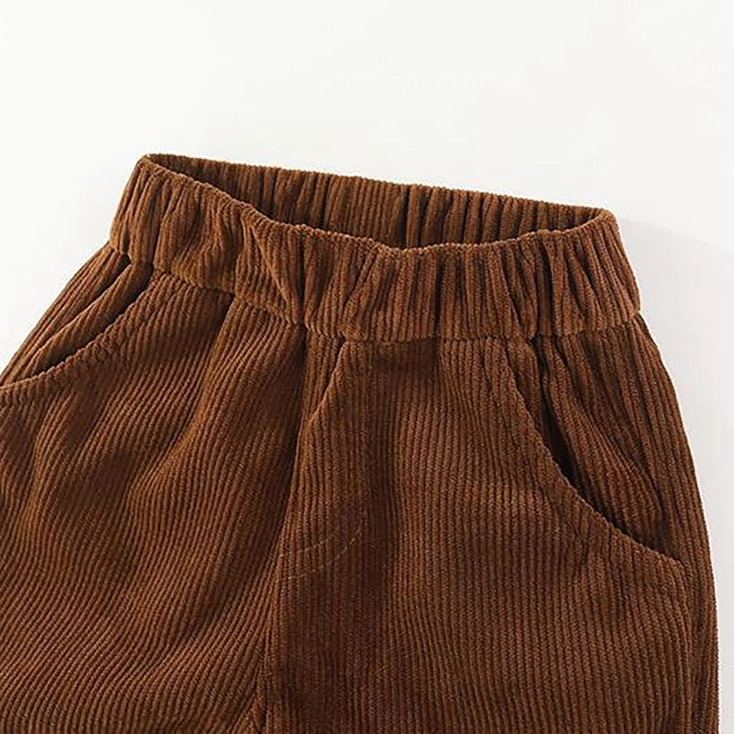 Kids Boys Girls Corduroy Pants Pull on Joggers Baggy Sweatpants Solid Elastic Waist Trousers Loung School Pants