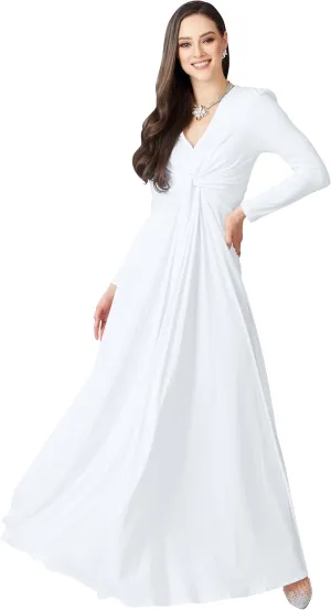 KOH KOH Womens 2025 Long Sleeve Flowy Formal Evening Elegant Designer Maxi Dress