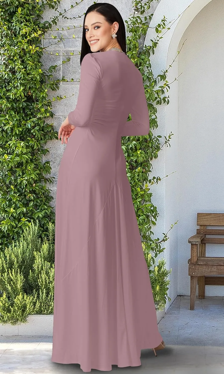 KOH KOH Womens 2025 Long Sleeve Flowy Formal Evening Elegant Designer Maxi Dress