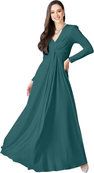 KOH KOH Womens 2025 Long Sleeve Flowy Formal Evening Elegant Designer Maxi Dress