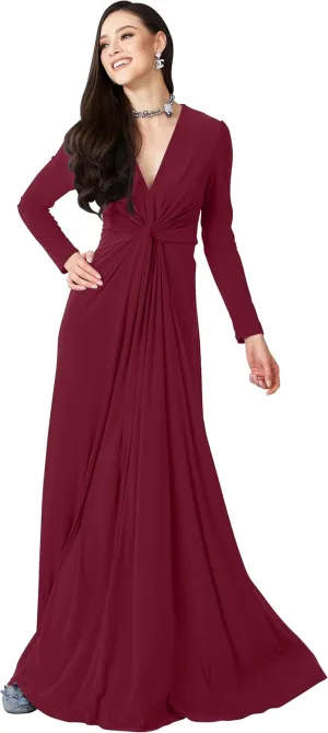 KOH KOH Womens 2025 Long Sleeve Flowy Formal Evening Elegant Designer Maxi Dress