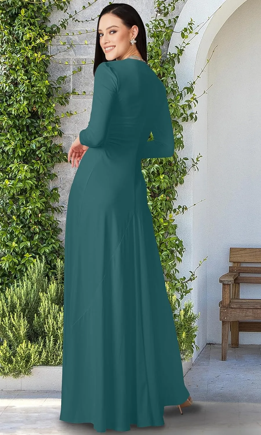 KOH KOH Womens 2025 Long Sleeve Flowy Formal Evening Elegant Designer Maxi Dress