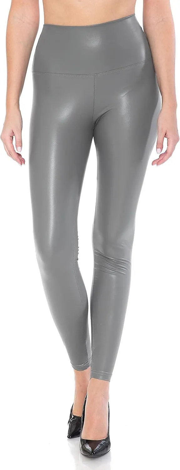 Leggings Depot Women's High Waist Faux Leather Leggings Tights Pleather Pants