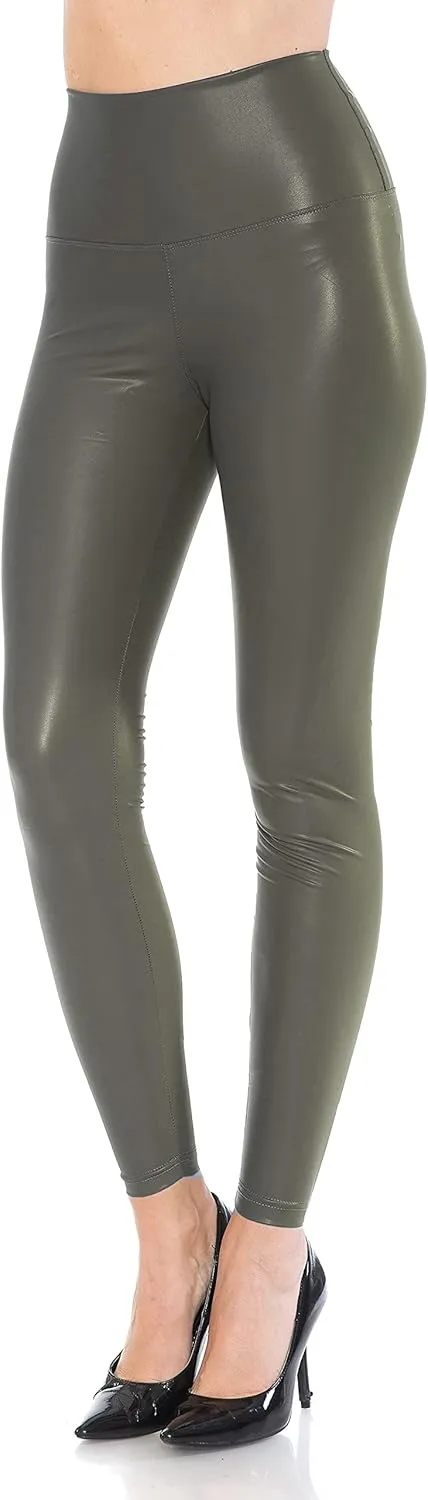 Leggings Depot Women's High Waist Faux Leather Leggings Tights Pleather Pants