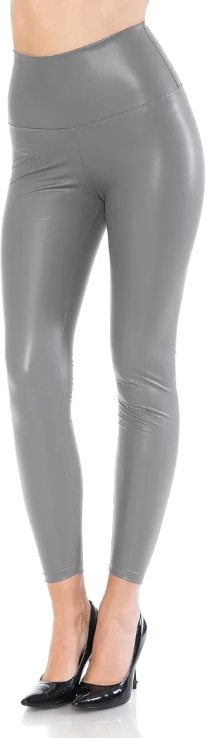 Leggings Depot Women's High Waist Faux Leather Leggings Tights Pleather Pants