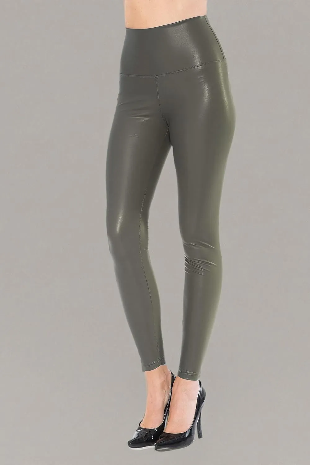 Leggings Depot Women's High Waist Faux Leather Leggings Tights Pleather Pants