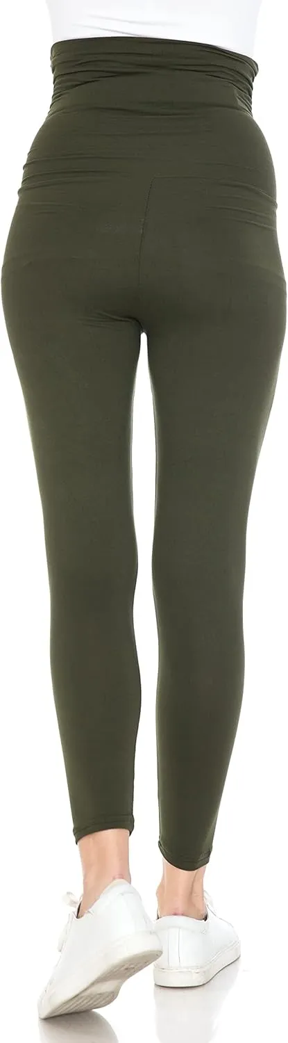 Leggings Depot Women's Maternity Leggings Over The Belly Pregnancy Casual Yoga Tights