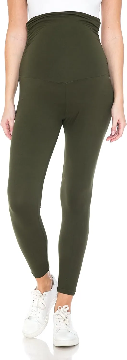 Leggings Depot Women's Maternity Leggings Over The Belly Pregnancy Casual Yoga Tights
