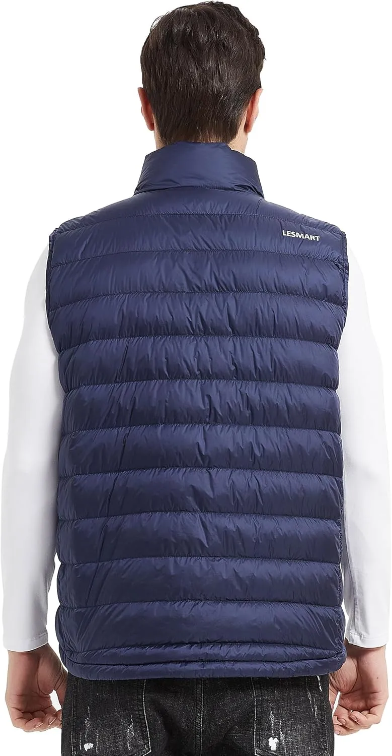 Lesmart Mens Down Vest Lightweight Packable Winter Outdoor Puffer Vest Jacket with Pockets