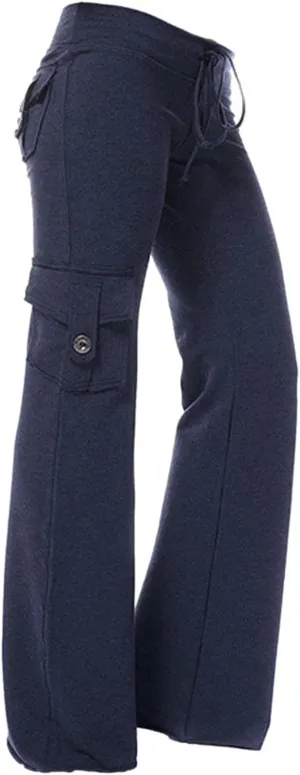 LFEOOST Plus Size Yoga Pants for Women Loose Wide Leg Sweatpants High Waist Stretch Cozy Workout Cargo Pants with 4 Pockets