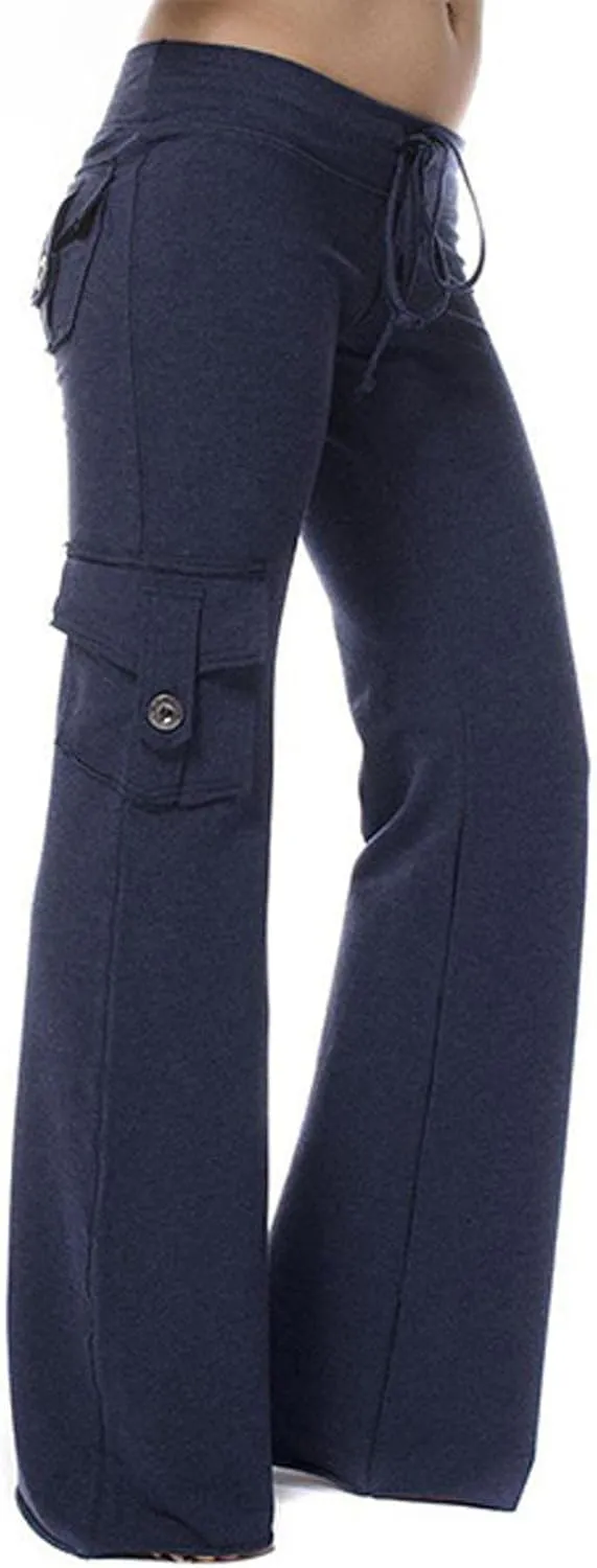 LFEOOST Plus Size Yoga Pants for Women Loose Wide Leg Sweatpants High Waist Stretch Cozy Workout Cargo Pants with 4 Pockets