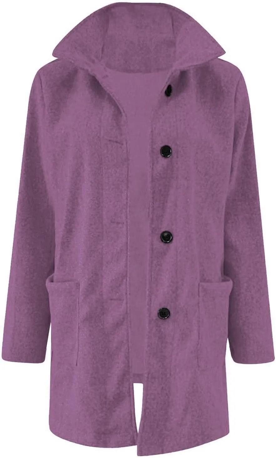 Long Pea Coats for Women Winter Stand Collar Single Breasted Wool Coats Wool Blend Peacoat Thicken Blazer Jacket
