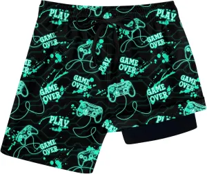 Lovekider 5-16 Years Boys Swim Trunks with Compression Liner Waterproof Quick Dry Swimwear Bathing Suits