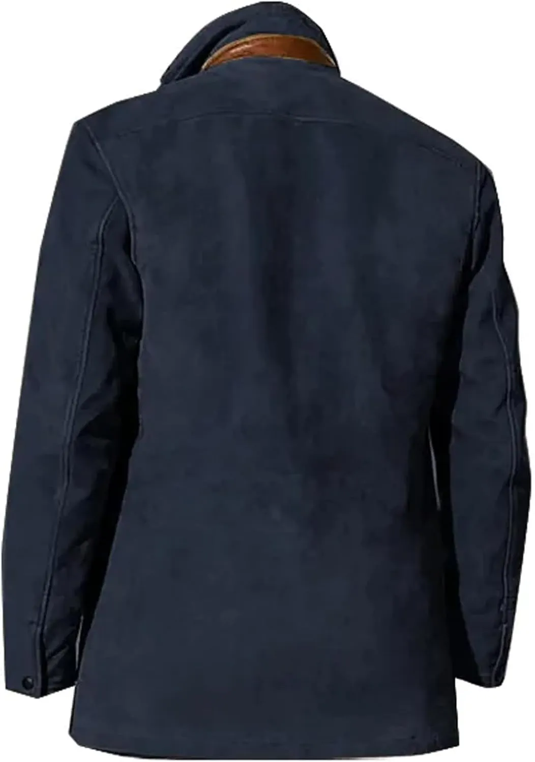 Men 2024 Autumn Winter Solid Color Warm Jacket Casual Trendy Leather Zipper Long Sleeve Coat Top with Pockets