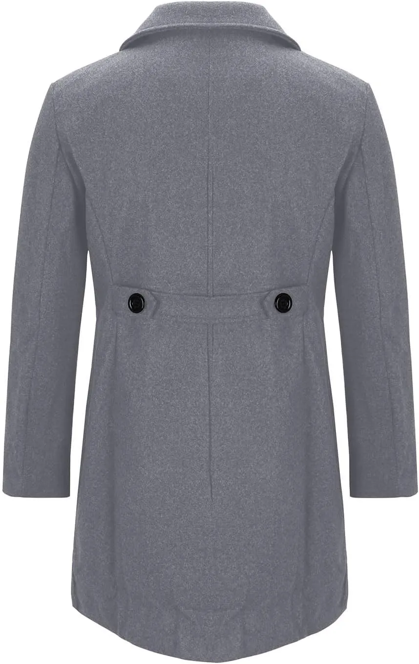 Men Casual Cotton Blend Peacoat Notch Lapel Double Breasted Long Trench Jacket Casual Winter Warm Coat with Pocket