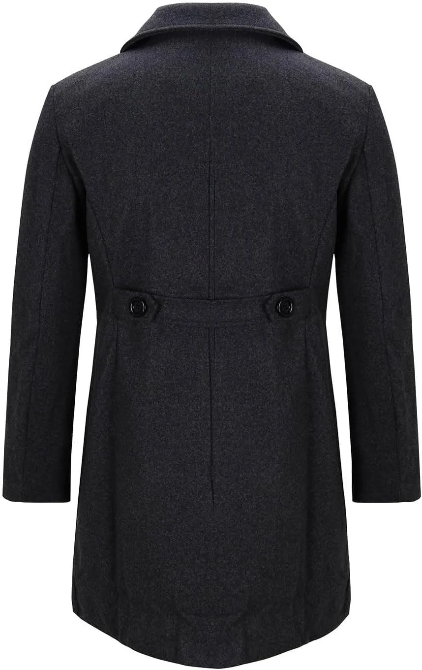 Men Casual Cotton Blend Peacoat Notch Lapel Double Breasted Long Trench Jacket Casual Winter Warm Coat with Pocket