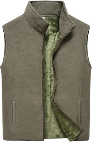 Men Fleece Vest Full Zip Outerwear Vests Plus Size Winter Vest Sleeveless Fleece Jackets Big and Tall Thermal Vest