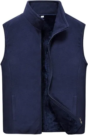 Men Fleece Vest Full Zip Outerwear Vests Plus Size Winter Vest Sleeveless Fleece Jackets Big and Tall Thermal Vest