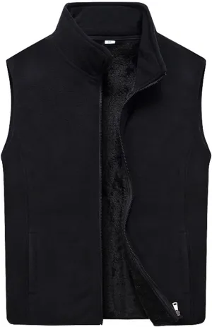 Men Fleece Vest Full Zip Outerwear Vests Plus Size Winter Vest Sleeveless Fleece Jackets Big and Tall Thermal Vest