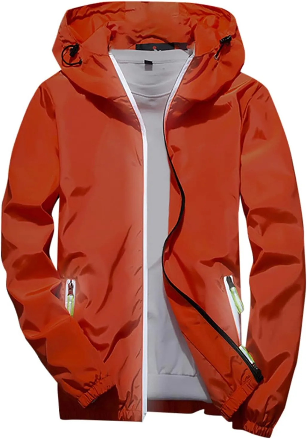 Men Lightweight Waterproof Jackets,Mens Windbreaker with Hood Outdoor Raincoat for Hiking Running Travel Zip Hoodies