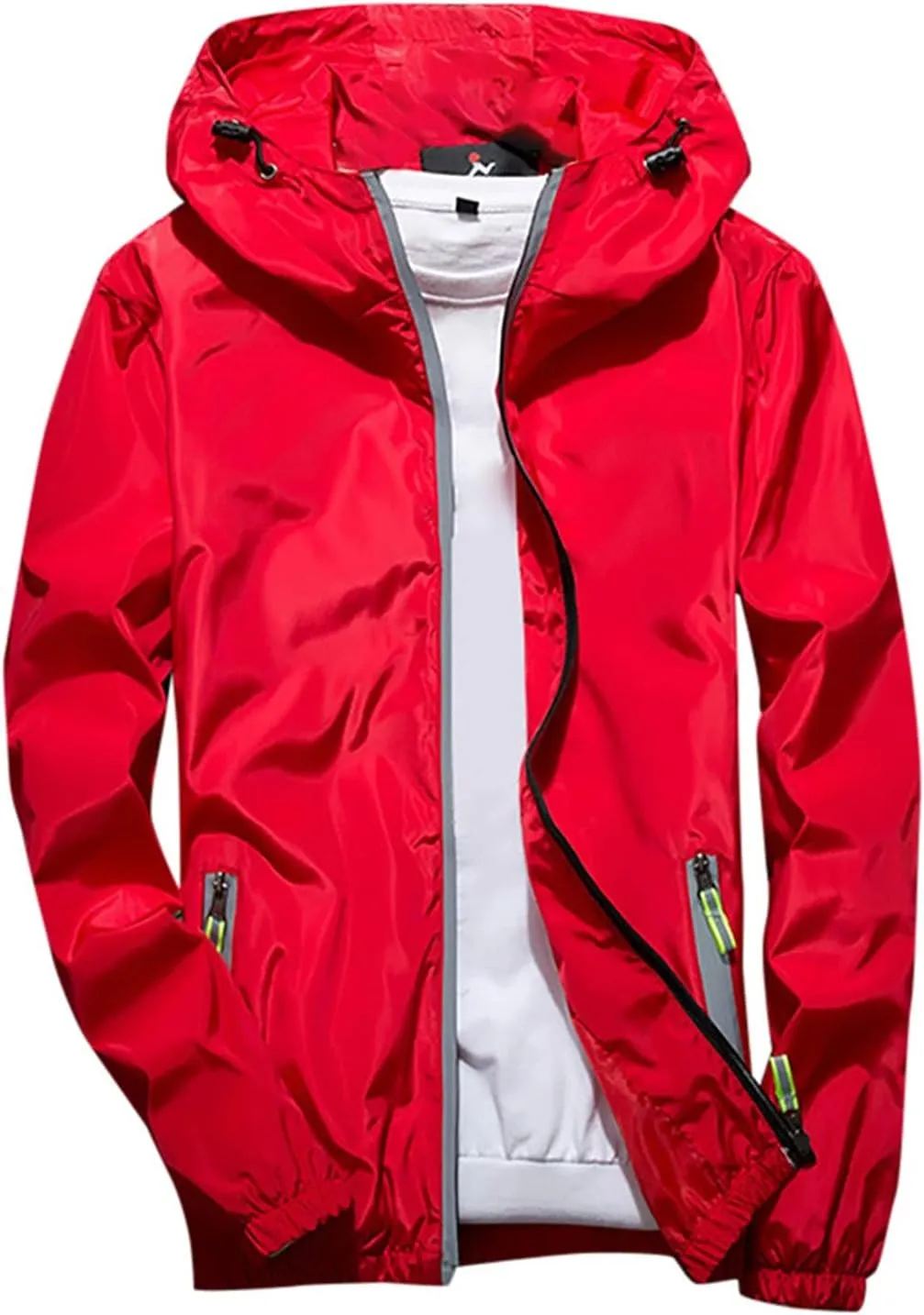 Men Lightweight Waterproof Jackets,Mens Windbreaker with Hood Outdoor Raincoat for Hiking Running Travel Zip Hoodies