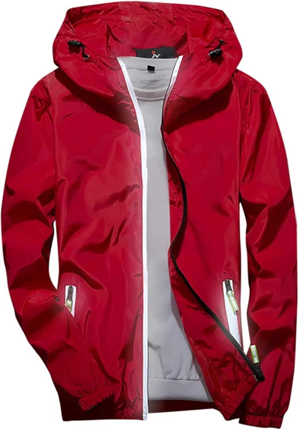 Men Lightweight Waterproof Jackets,Mens Windbreaker with Hood Outdoor Raincoat for Hiking Running Travel Zip Hoodies