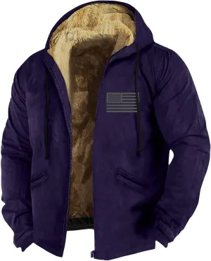 Men Winter Sherpa Lined Jacket Heavyweight Fleece Warm Trucker Hoodies Coat Big And Tall Jackets For Men Hoodie