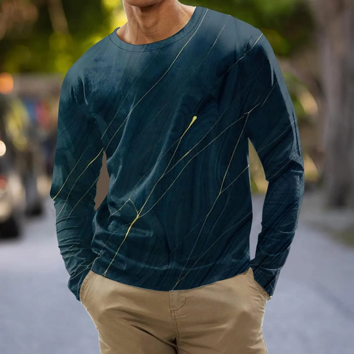 Men's 2023 Autumn Casual T Shirt Graphic Abstract Long Sleeve Print Fashion Shirts Designer Vintage Blouse Tops