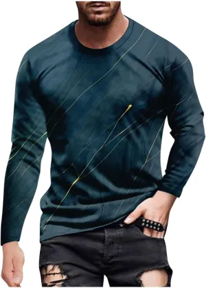 Men's 2023 Autumn Casual T Shirt Graphic Abstract Long Sleeve Print Fashion Shirts Designer Vintage Blouse Tops