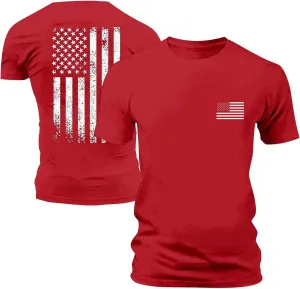 Mens 4th of July USA Flag T-Shirt Outdoor Independence Day American Flag Shirt Casual Summer Workout Fitness Tees