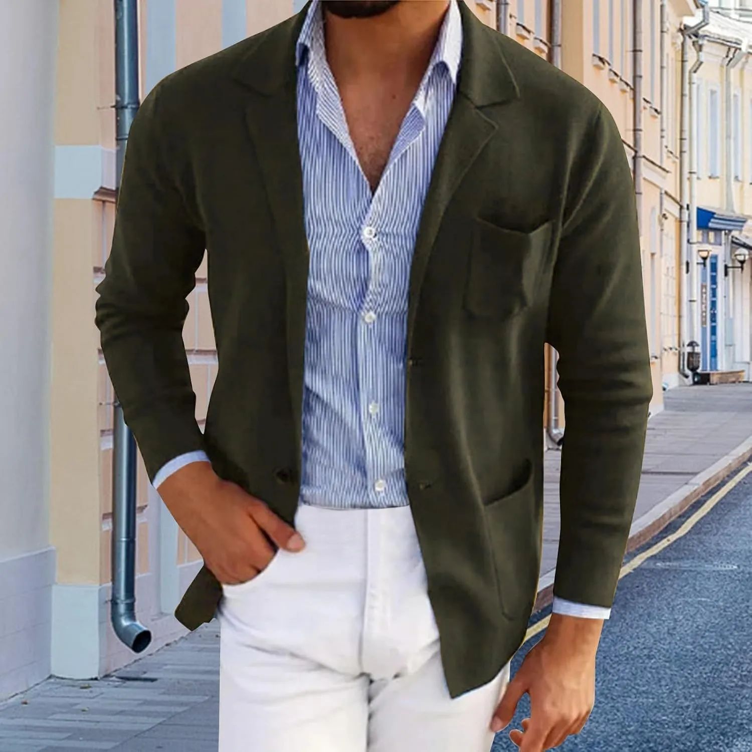 Men's Blazer Suit Jacket Casual Linen Sport Coat Lightweight Notched Lapel Sport Coat Trendy Cocktail Tuxedo Jackets