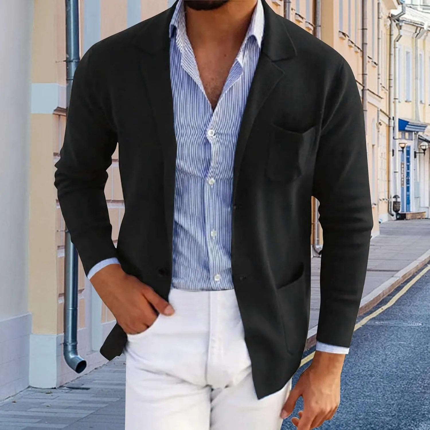 Men's Blazer Suit Jacket Casual Linen Sport Coat Lightweight Notched Lapel Sport Coat Trendy Cocktail Tuxedo Jackets