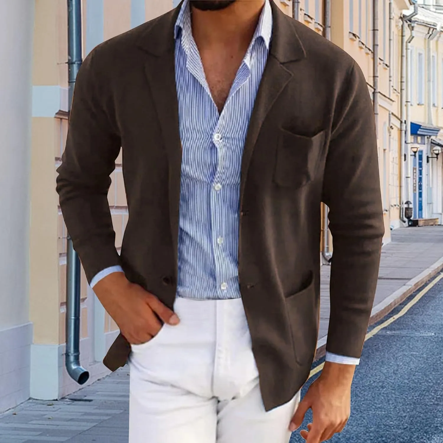 Men's Blazer Suit Jacket Casual Linen Sport Coat Lightweight Notched Lapel Sport Coat Trendy Cocktail Tuxedo Jackets