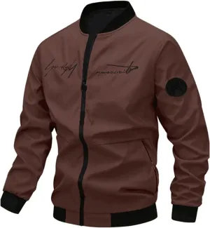 Men's Bomber Jacket Lightweight Casual Softshell Flight Jacket Slim Fit Varsity Jacket Zip Up Windbreaker with Pocket