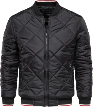 Mens Bomber Jackets Diamond Quilted Fall Winter Puffer Jacket Rib Varsity Lightweight Padded Coats for Men