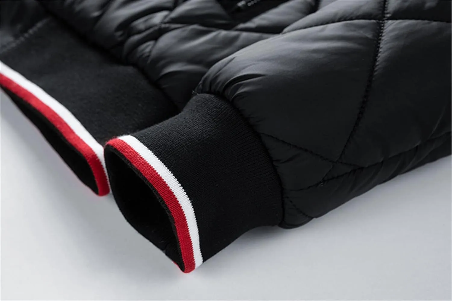 Mens Bomber Jackets Diamond Quilted Fall Winter Puffer Jacket Rib Varsity Lightweight Padded Coats for Men