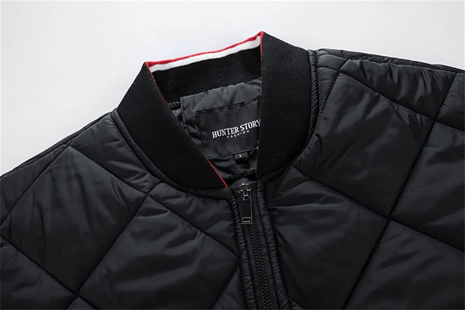 Mens Bomber Jackets Diamond Quilted Fall Winter Puffer Jacket Rib Varsity Lightweight Padded Coats for Men
