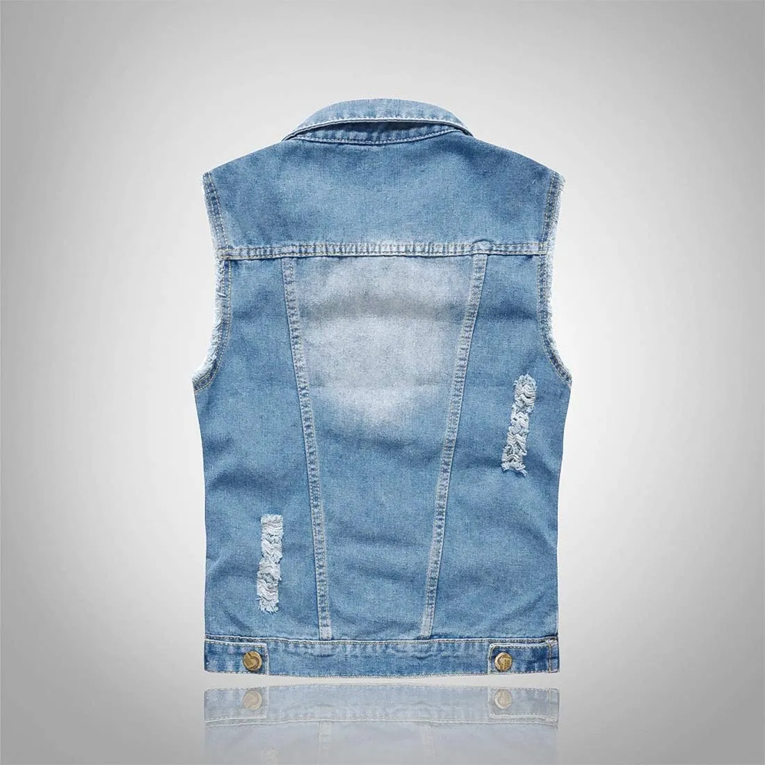 Mens Casual Denim Vest Sleeveless,Vintage Jean Vest Button Down
