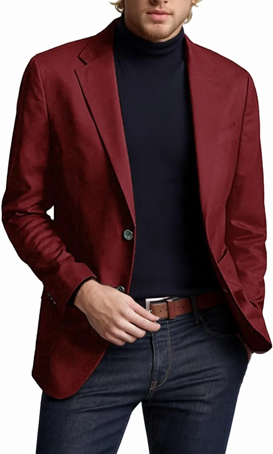 Men's Casual Lightweight Blazer Jacket Slim Fit Two Button Sports Suit Coat Business Wedding Everyday Wear