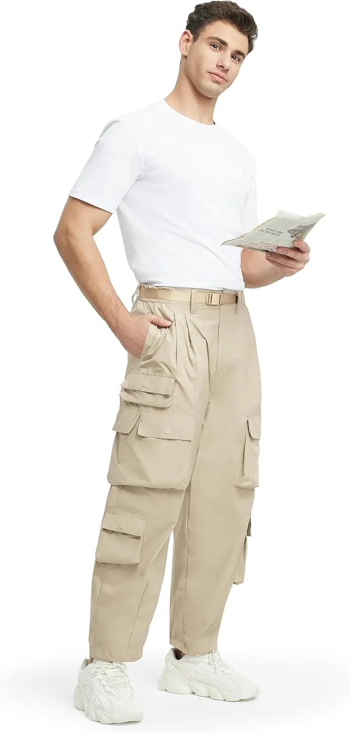 Mens Casual Pants Hiking Pants Cargo Pants Loose Elastic Waist Running Joggers Outdoor Pants