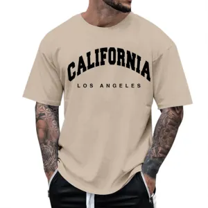 Mens Casual T-Shirt Summer Work Sports Short Sleeve Shirts Fashion Cotton Print Oversize Comfortable Round Neck Tees