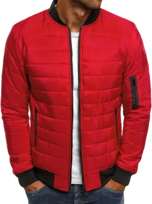 Mens Diamond Quilted Bomber Jacket Lightweight Flight Fall Winter Rib Varsity Jackets Coat Warm Padded Coats for Men