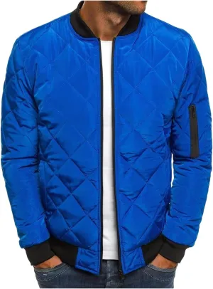 Mens Flight Bomber Jacket Relaxed Fit Diamond Quilted Varsity Jackets Fall Winter Lightweight Padded Coat Outwear